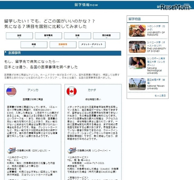 留学情報now～国別比較～
