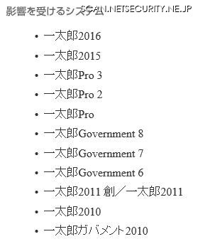 影響を受ける製品