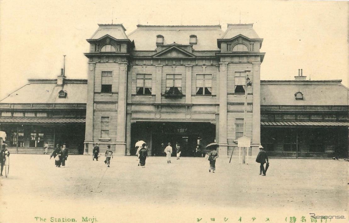 現在の駅舎が建設された1914年頃の門司（現在の門司港）駅。