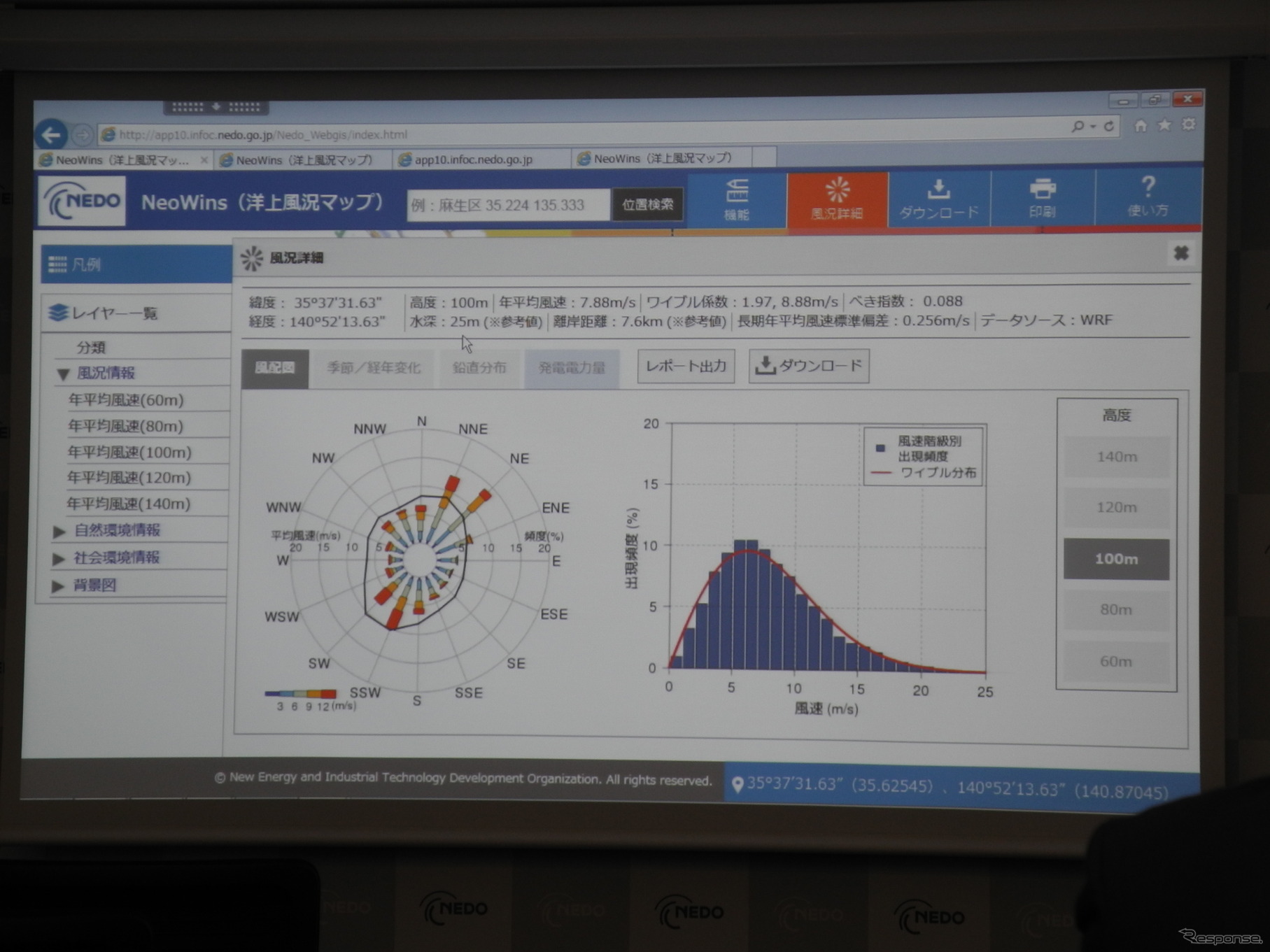 NEDOが作成した洋上風況マップ「NeoWins」