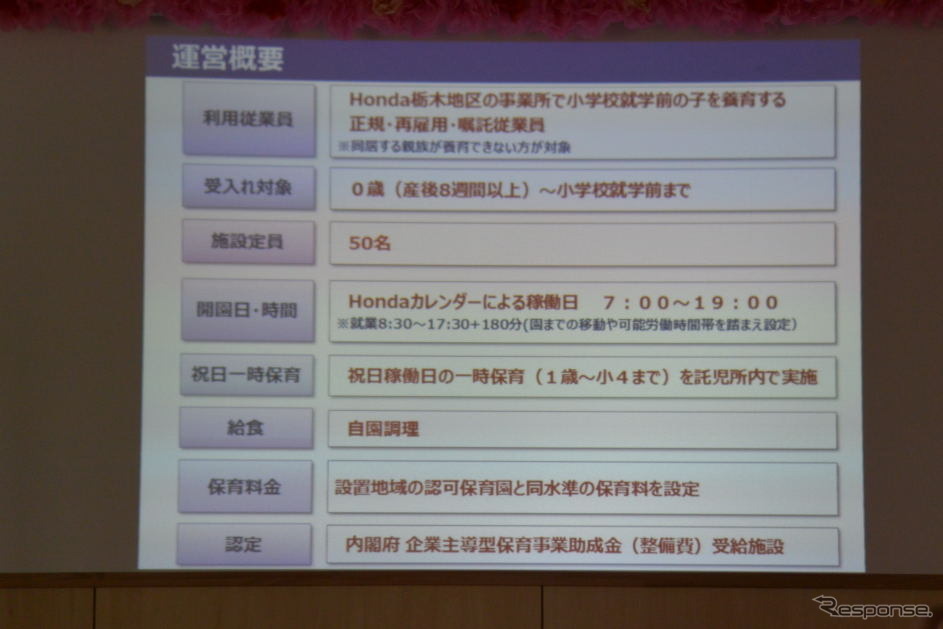 ホンダ 企業内託児所 すくすく がーでん
