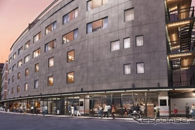 「渋谷代官山Rプロジェクト」B棟のイメージ。東横線の旧線跡地を活用して建設される。