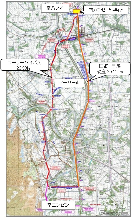 株式を取得したFCCが管理するフーリーバイパスと国道区間