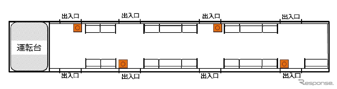 防犯カメラの設置場所。ドア上部に設けられる。