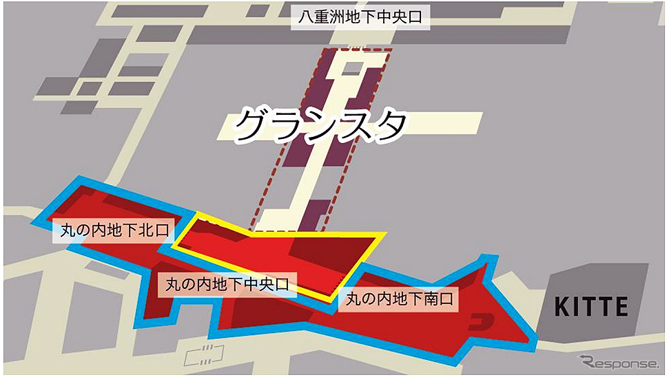 開発エリア位置図（JR東日本東京駅構内地下1階）