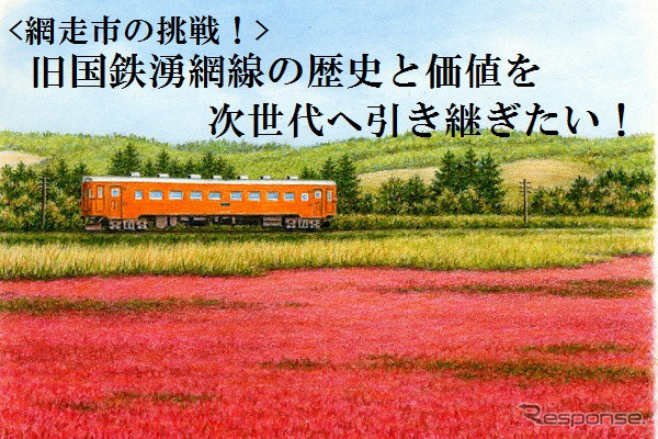 返礼品の一部となっている、水彩色鉛筆画家・鈴木周作さんが描いたポストカード。旧卯原内駅周辺は美しいサンゴ草が群生する土地。そこを走るキハ22形気動車が絵柄になっている。