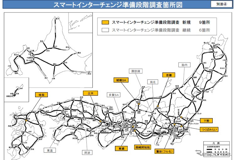 スマートインターチェンジの準備段階調査箇所