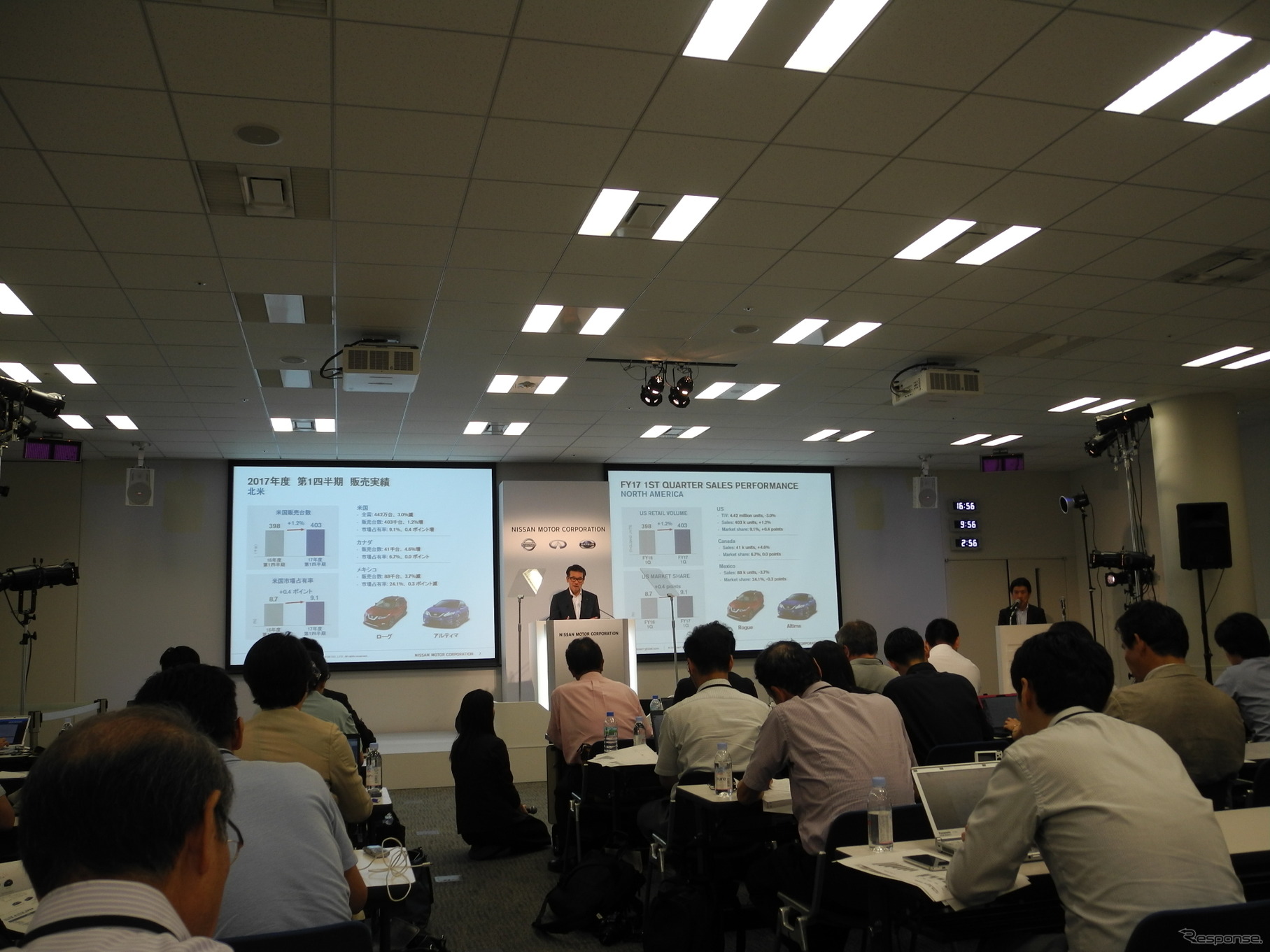 日産自動車の2017年度第1四半期決算会見の様子