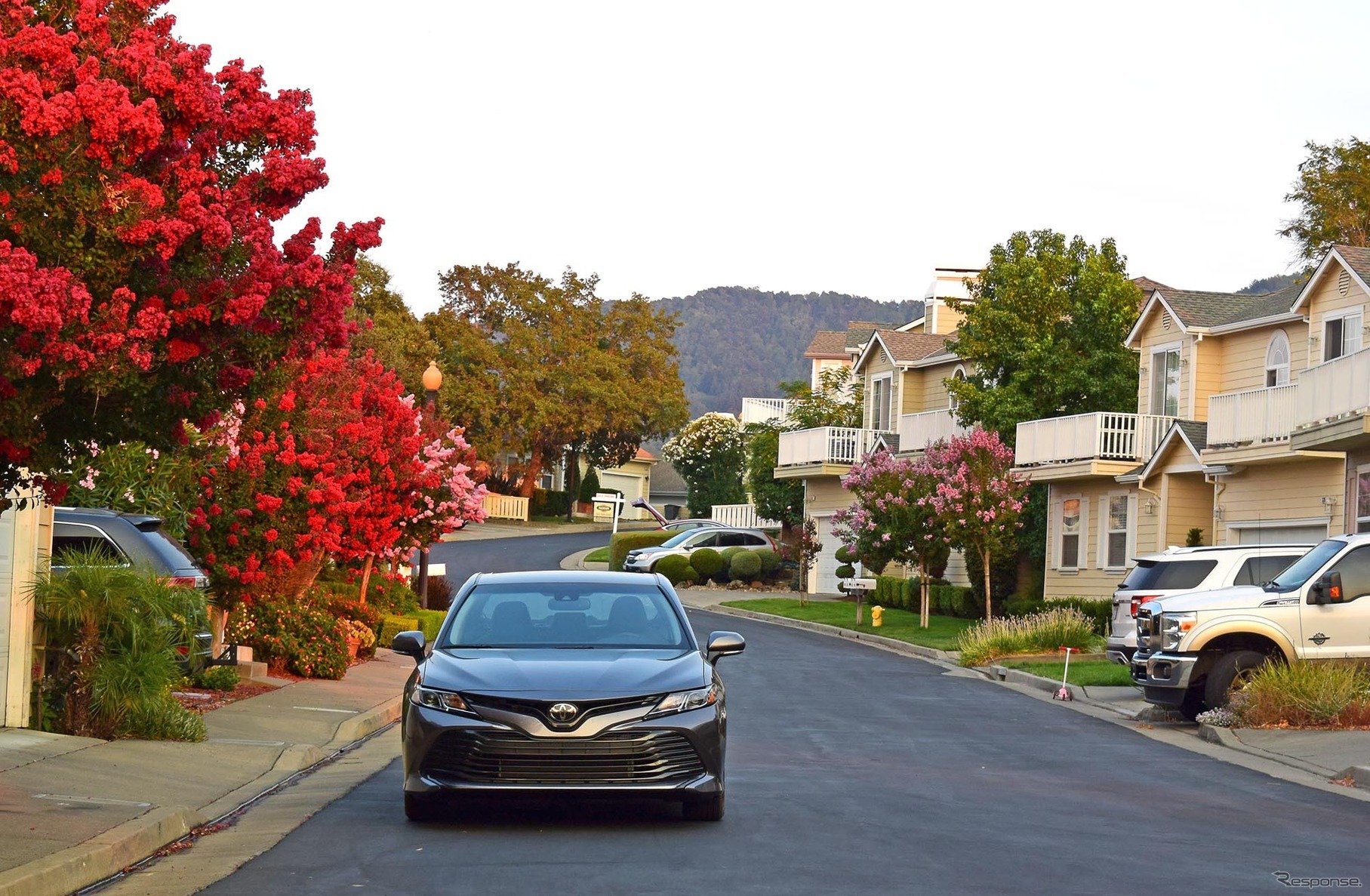 ロサンゼルス近郊の住宅地にて。カムリはこういう景観には大変よく溶け込んだ。