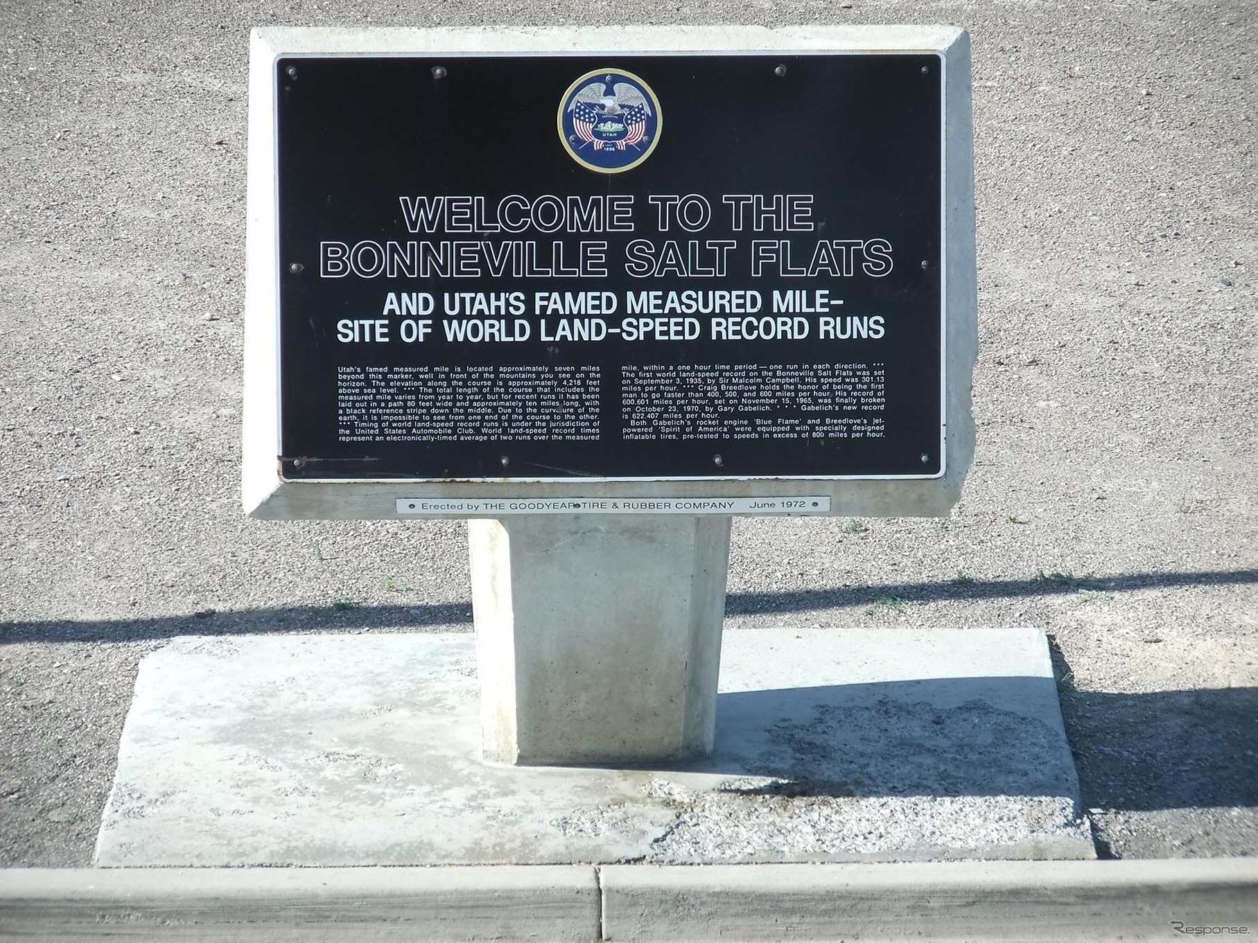 ボンネビル・ソルトフラッツの碑文。