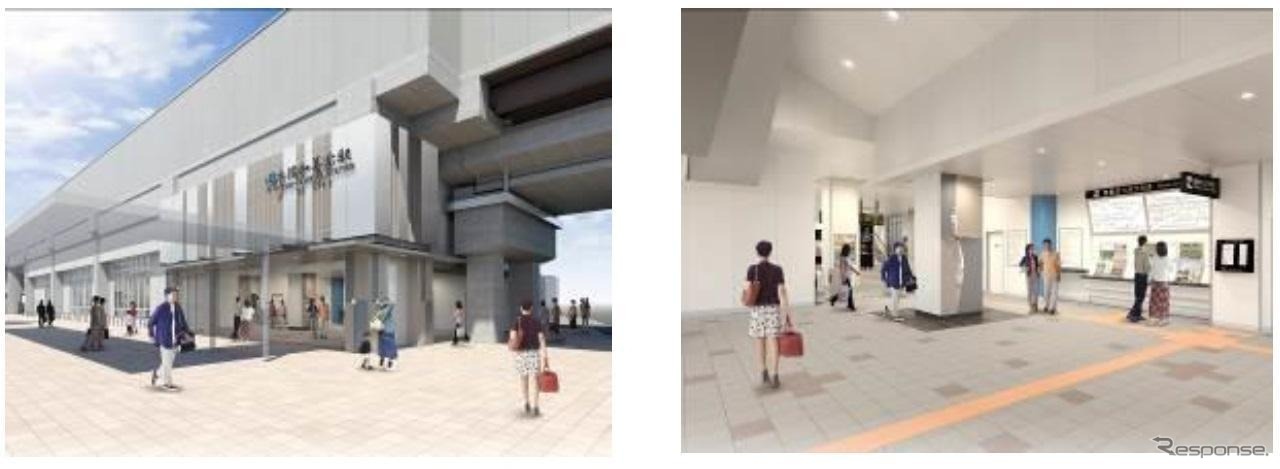 衣摺加美北駅のイメージ。2018年春に開業する。