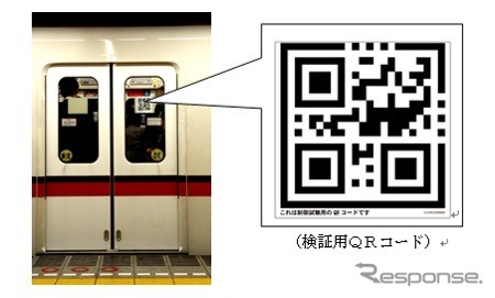 検証は11月24日開始。カメラが車両ドアに貼り付けられたQRコードを読み取って車両とホームのドア開閉を連動させる。