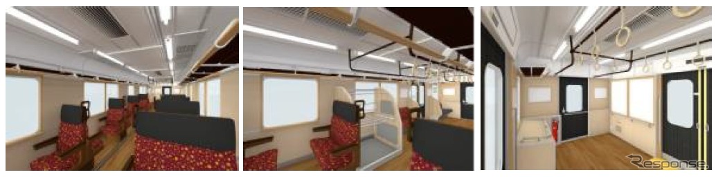 「いろは」の車内イメージ。木目調でデザインされる。