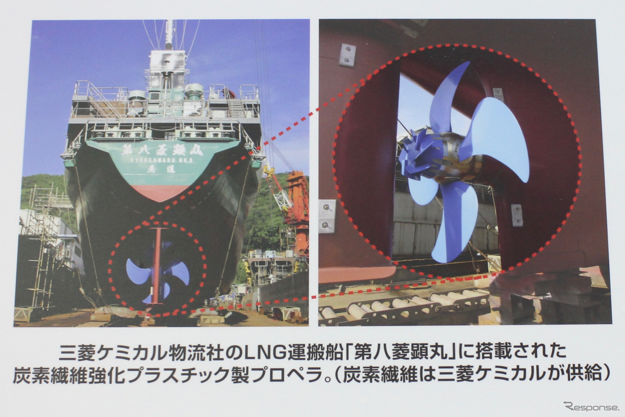実際にCFRP製スクリューが採用されているのは、三菱ケミカル物流社のLNG運搬船。可変ピッチで、かなり大型のスクリューだ。