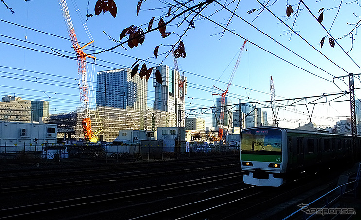 車町児童遊園から見えた品川新駅