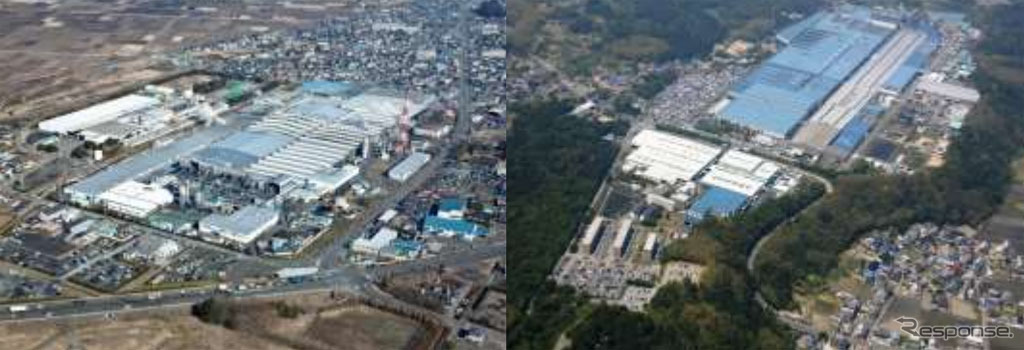 東洋ゴム 仙台工場（左）と桑名工場