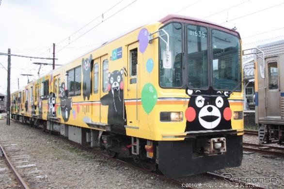 昨年、熊本電鉄の01形に登場した、2本目のくまモンラッピング電車。