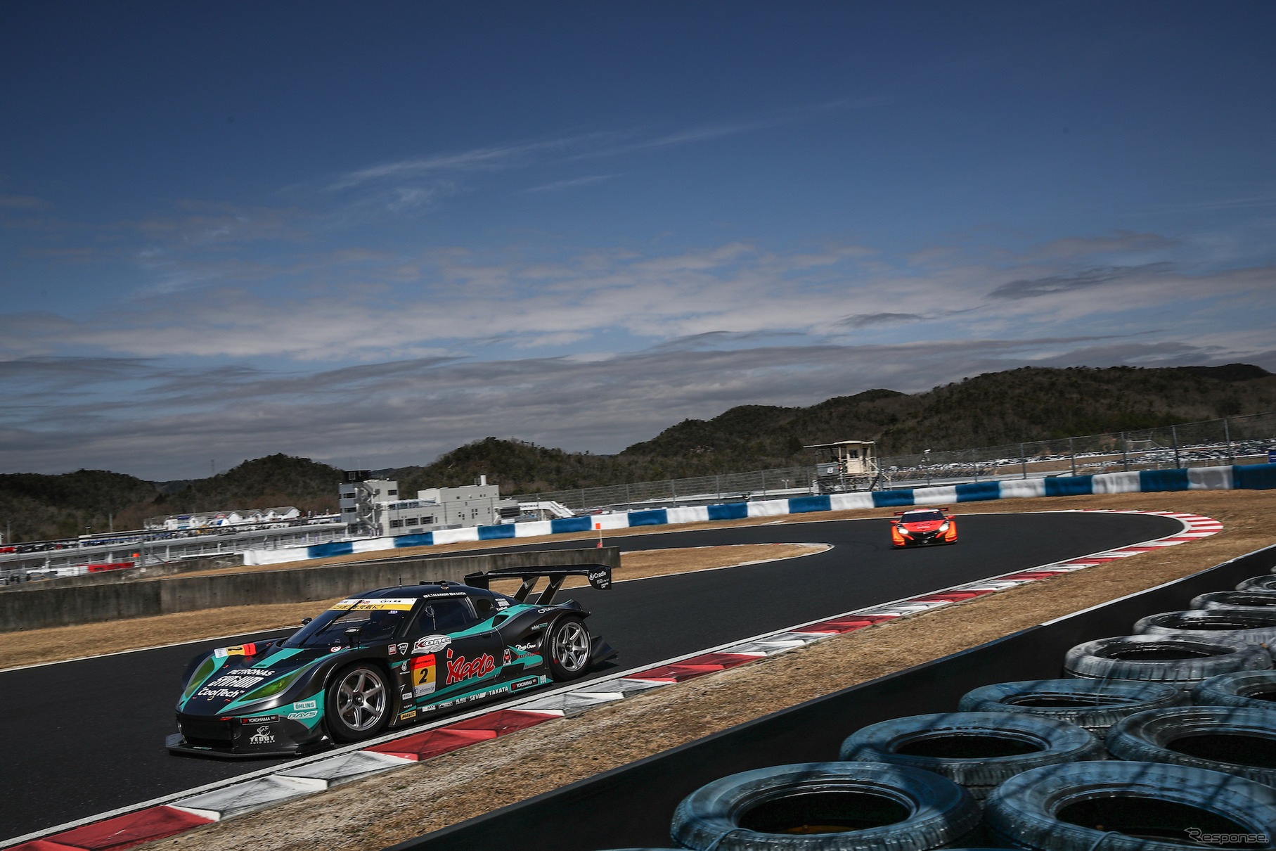 GT300クラス2日目総合トップタイムの#2 ロータスEVORA MC。