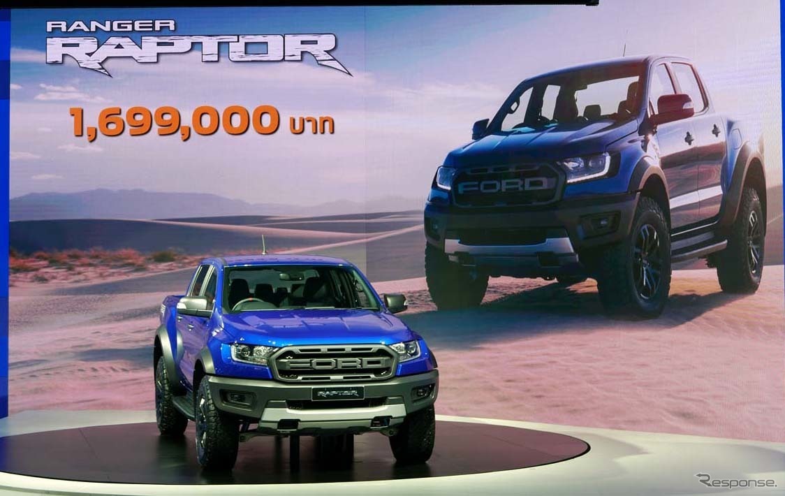 フォード レンジャー・ラプター。価格はタイ国内で生産するにもかかわらず500万円を超える高級車だ