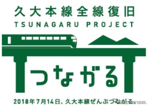 久大本線全線復旧記念のロゴデザイン。日田市出身のデザイナーが制作した。