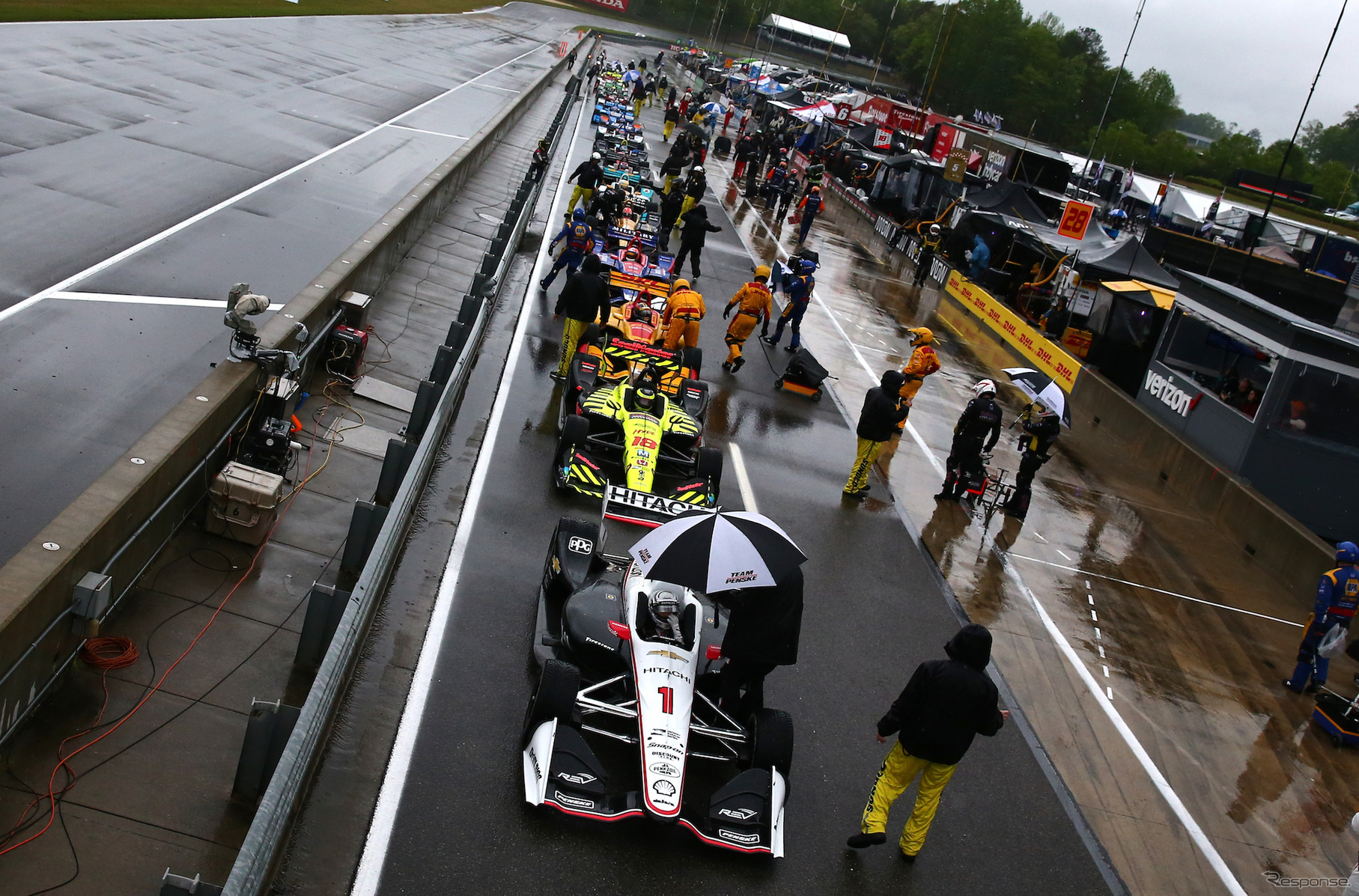 雨による厳しいコンディションに見舞われたインディカー第4戦。