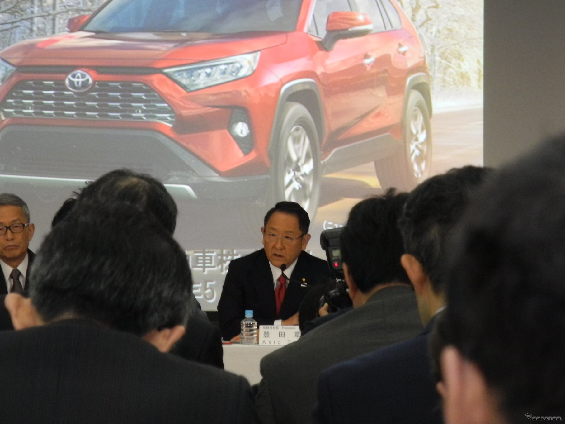 トヨタ自動車の今後の方針について話す豊田章男社長