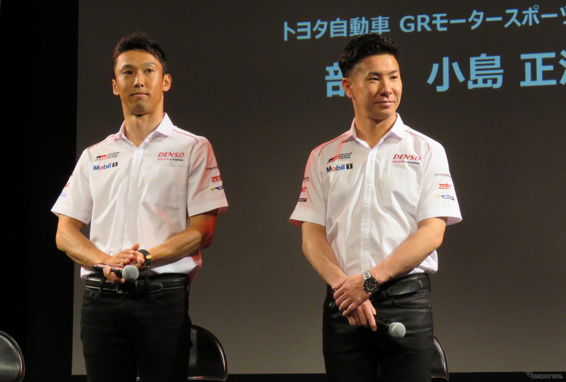 トヨタの主戦選手、中嶋一貴と小林可夢偉（5月29日の走行会見にて）。