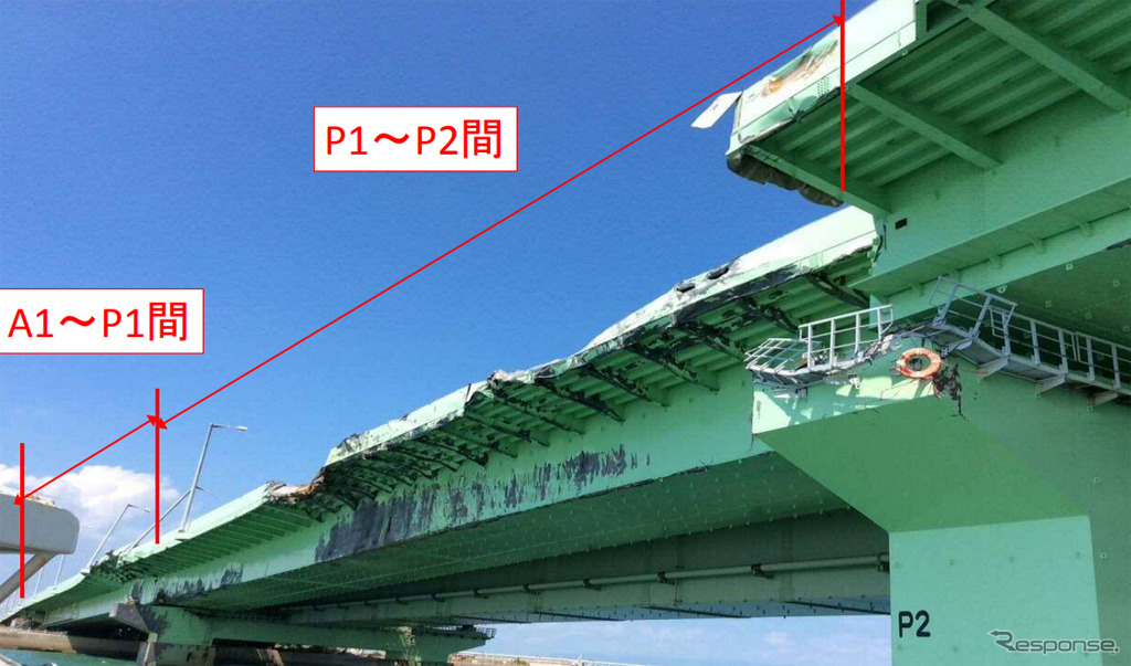 撤去する橋梁の損傷状況