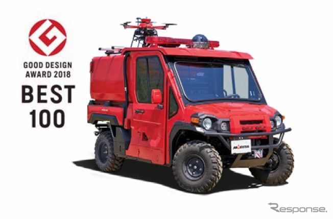 グッドデザイン・ベスト100を受賞したモリタの小型オフロード消防車「Red Ladybug」