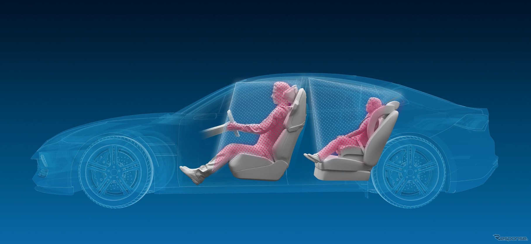 ZFが開発中の3Dの自動車インテリアモニターシステムのイメージ