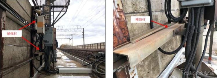 アンカー部分には補強剤が付けられた。写真は新札幌駅の高架線。