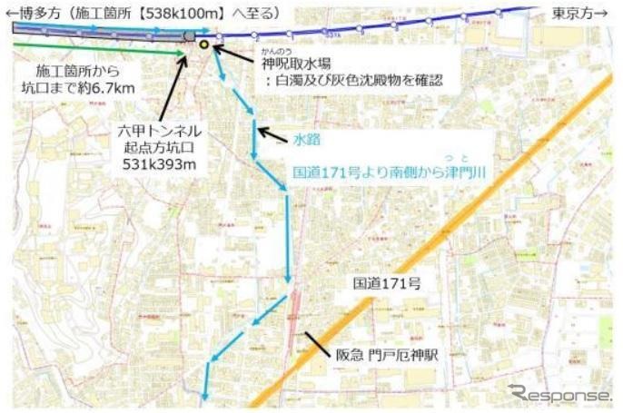 白濁事象が発生した現場。