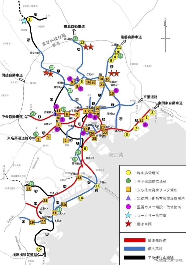 首都高速における今冬の積雪・凍結対策期間の主な取り組み