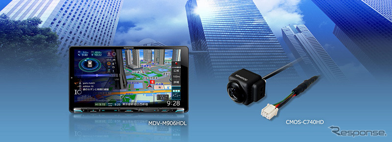 ケンウッドの「彩速ナビ」のカーナビ「MDV-M906HDL」とリアカメラ「CMOS-C740HD」