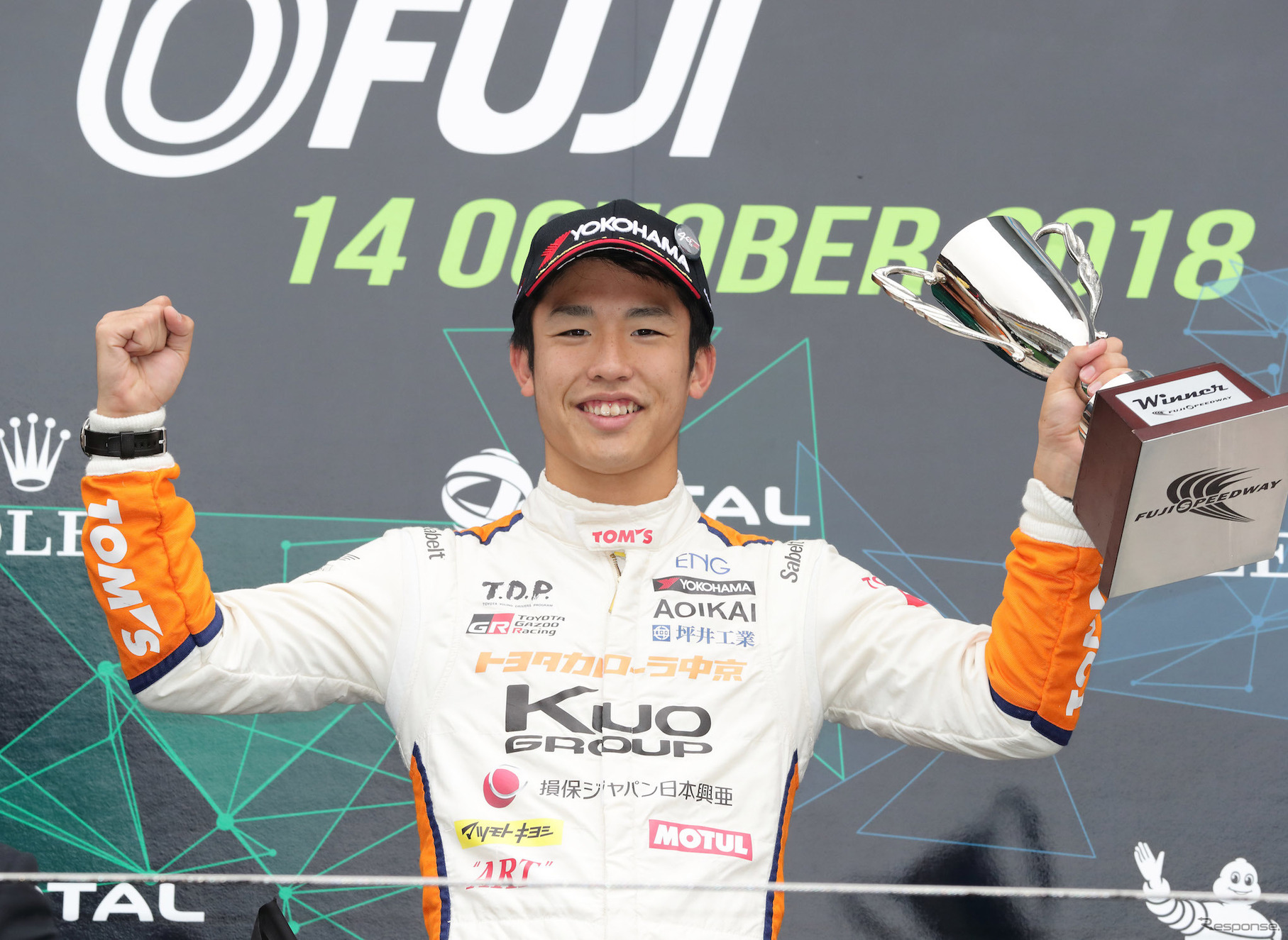 注目の若手選手、坪井翔（写真は2018年全日本F3）。