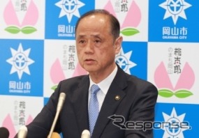 吉備線LRT化の早期実現に意欲を示している大森雅夫岡山市長。