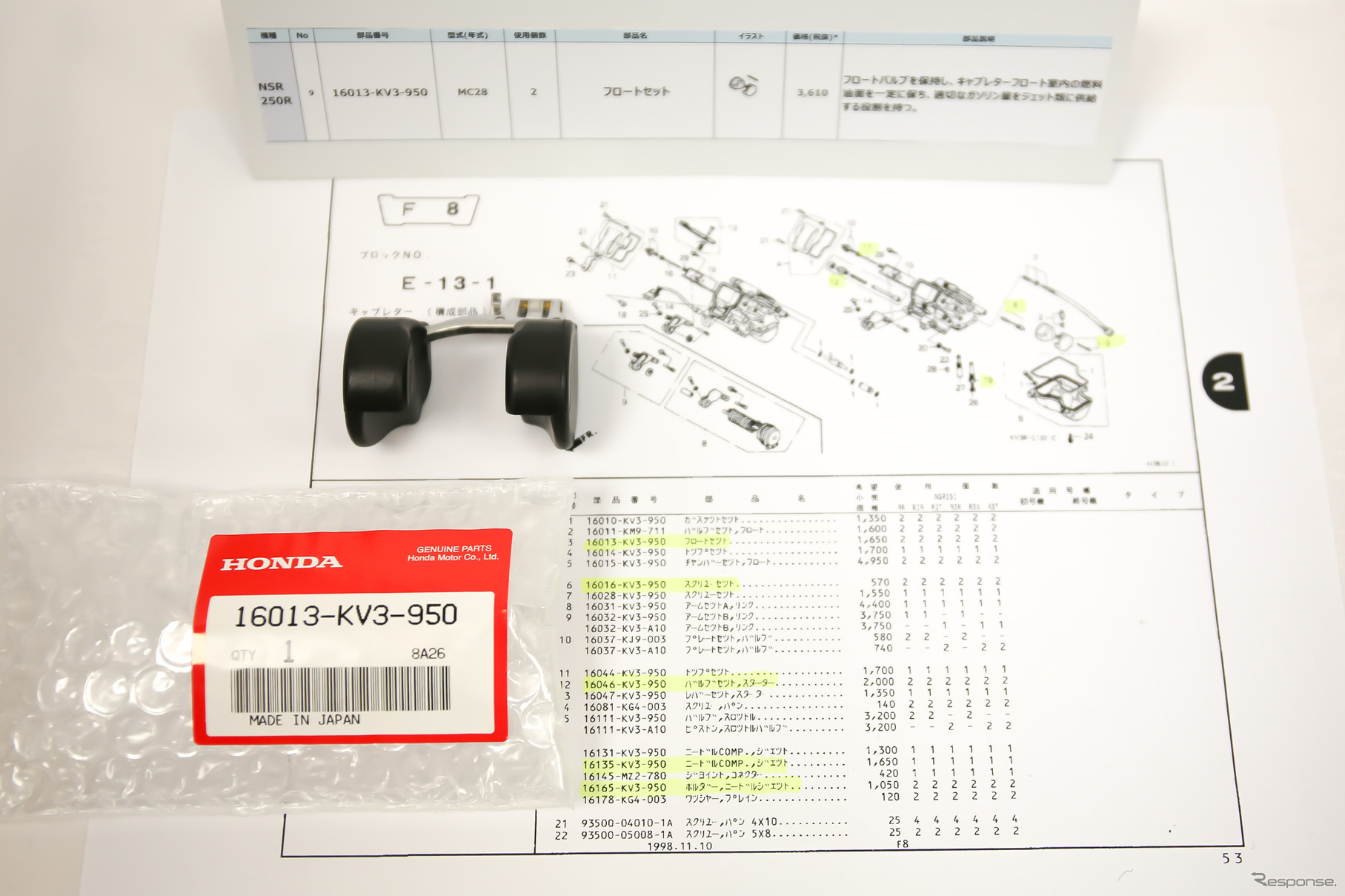 ホンダ旧型二輪車 純正部品再販売