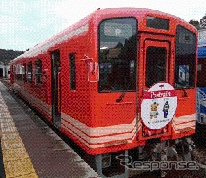 日本郵便による客貨混載輸送が実施されることになった明知鉄道の気動車。