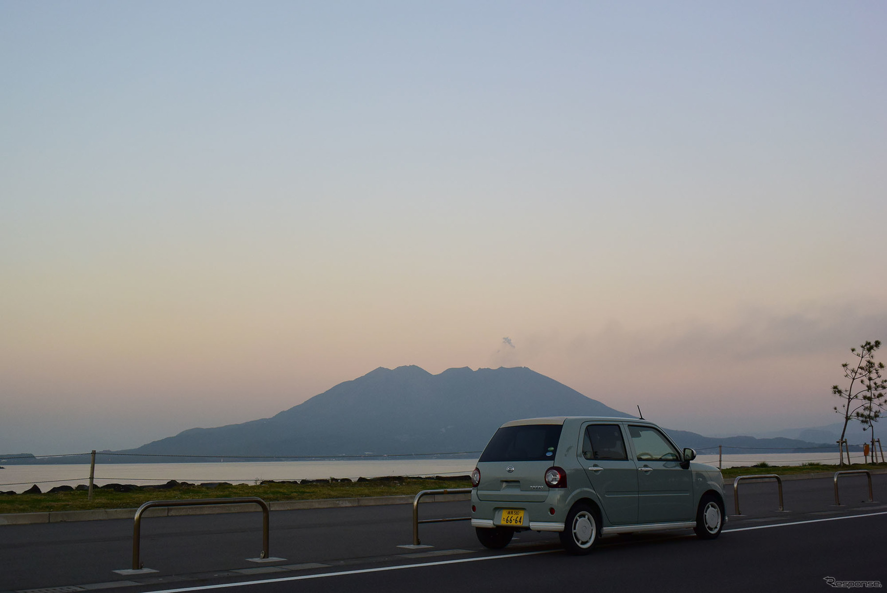 桜島とコラボで記念写真を撮った。