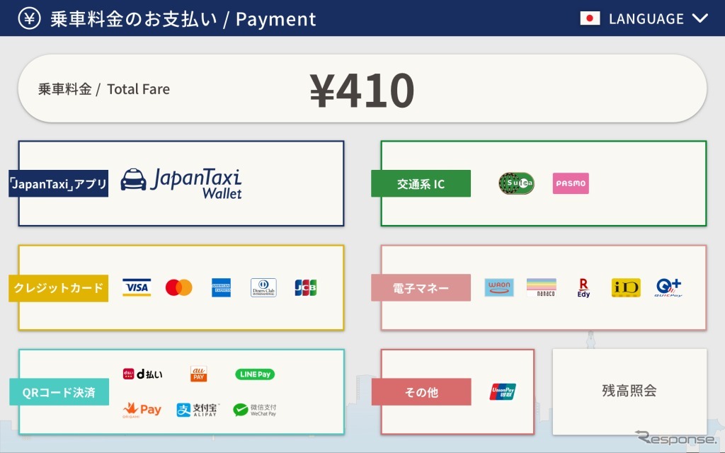 乗車料金の支払い画面から「QRコード決済」を選択