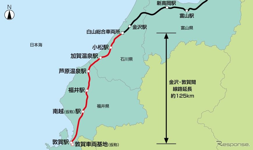 北陸新幹線金沢～敦賀間の概要。