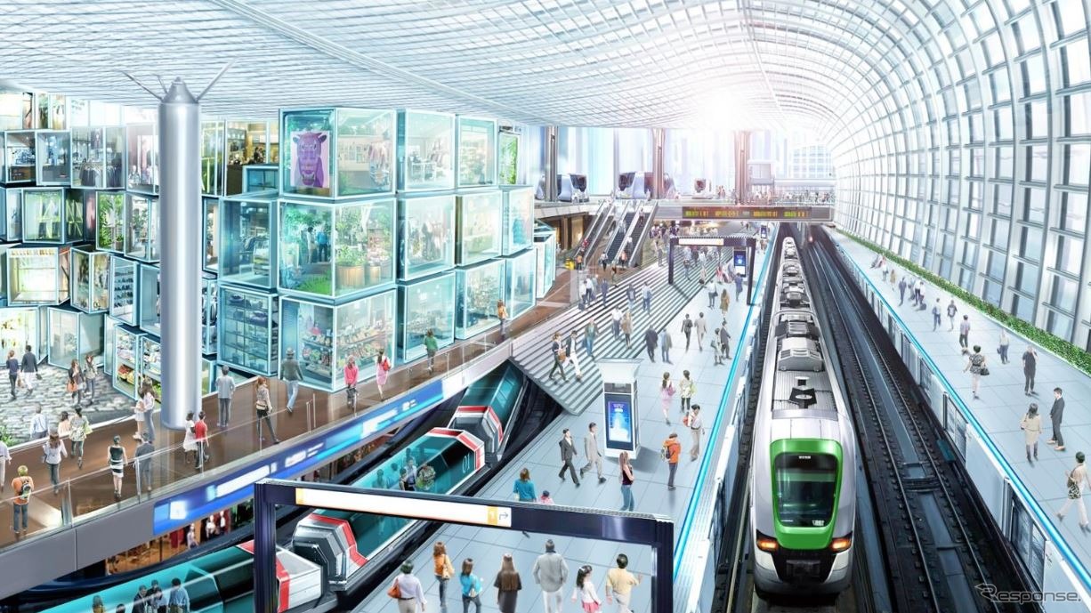 「ワクワク感を演出する」という万博の玄関「夢洲駅」のイメージ。夢洲への地下鉄は自動運転化が視野に入れられている。