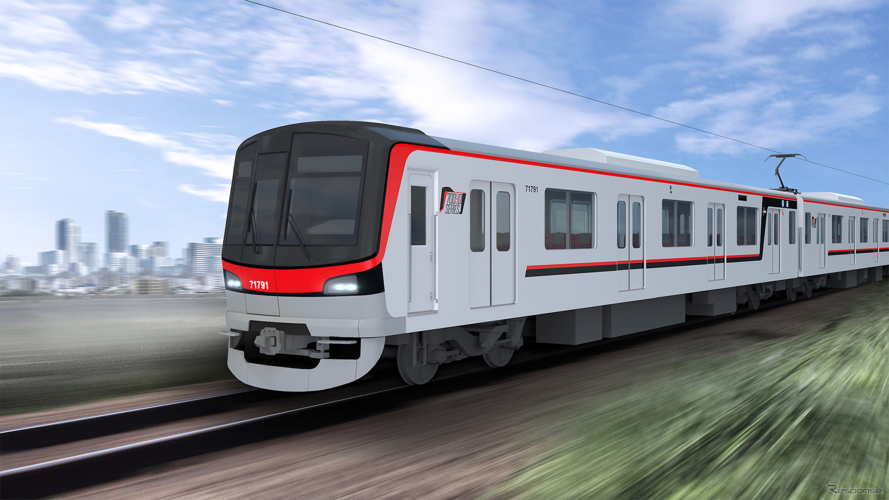 東京メトロ日比谷線へ直通する有料着席列車用に新造される東武70090形のイメージ。70000系をベースにした車両で、2019年度は4編成が登場予定。