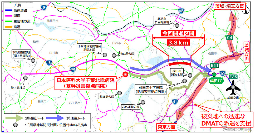 国道464号北千葉道路　成田市船形～押畑 開通高架