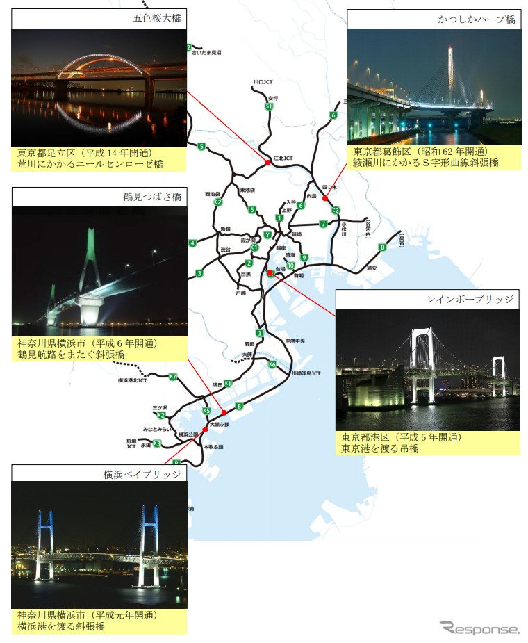 ライトダウンを実施する5つの橋