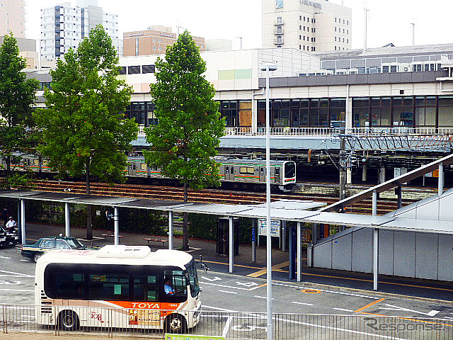 2022年3月の開業が予定されている宇都宮ライトレールの軌道が整備される宇都宮駅東口。その際にSuicaの地域連携ICカードが導入される予定。