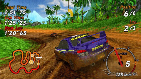 『SEGA RALLY REVO』轍がどんどん深くなって障害物も壊せる