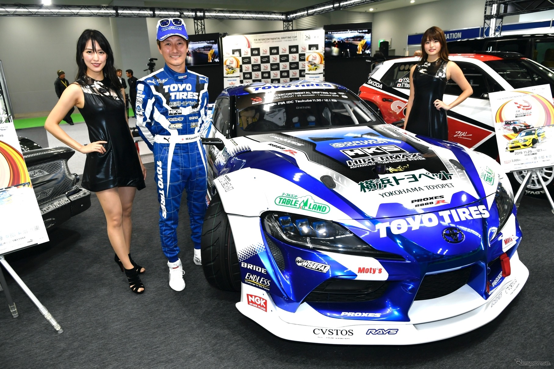 Team TOYO TIRES DRIFT 川畑真人選手は東京オートサロンブースに登場し、「IDC Tsukuba Drift」への意気込みを語った