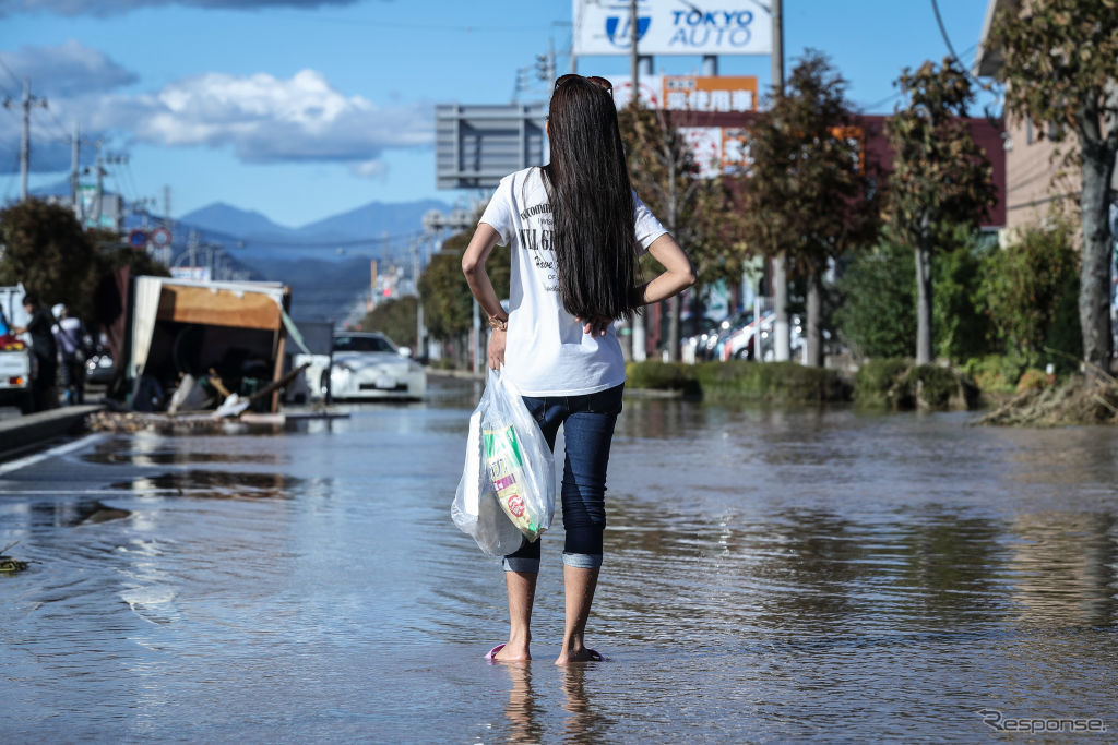 台風19号の被災地（10月13日、栃木県佐野市）