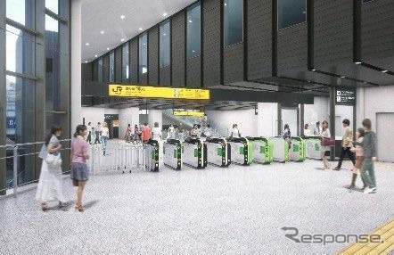 拡張される新駅舎の表参道改札。